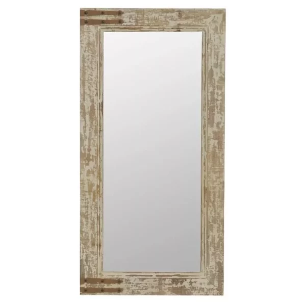 Rustic Distressed Taupe Wall Mirror – Farmhouse Inspired Home Decor