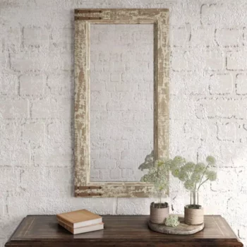 Rustic Distressed Taupe Wall Mirror – Farmhouse Inspired Home Decor