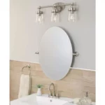 Elegant Satin Nickel 23" Round Tilt Bathroom Mirror - Modern & Durable