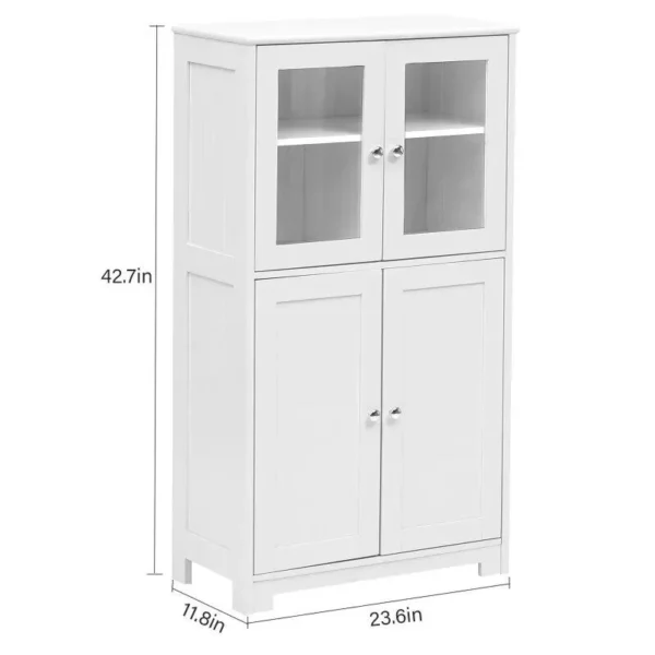 White Wooden Bathroom Floor Storage Cabinet - Image 6