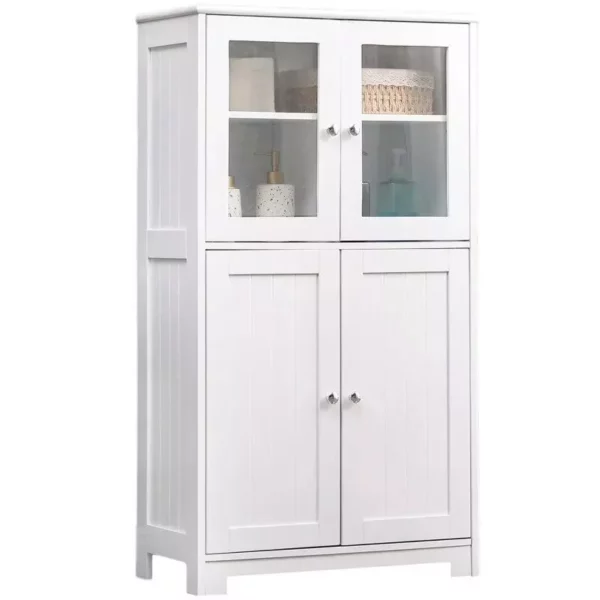 White Wooden Bathroom Floor Storage Cabinet - Image 2