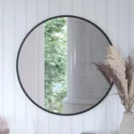 Modern 30" Black Round Wall Mounted Mirror with Backlight - Elegant Decor for Bathroom & Home