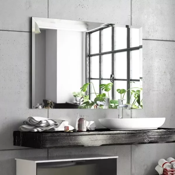 Elegant Beveled Frameless Wall Mirror – Versatile Rectangle Glass Mirror for Home Decor