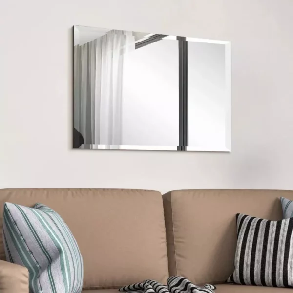 Elegant Beveled Frameless Wall Mirror – Versatile Rectangle Glass Mirror for Home Decor