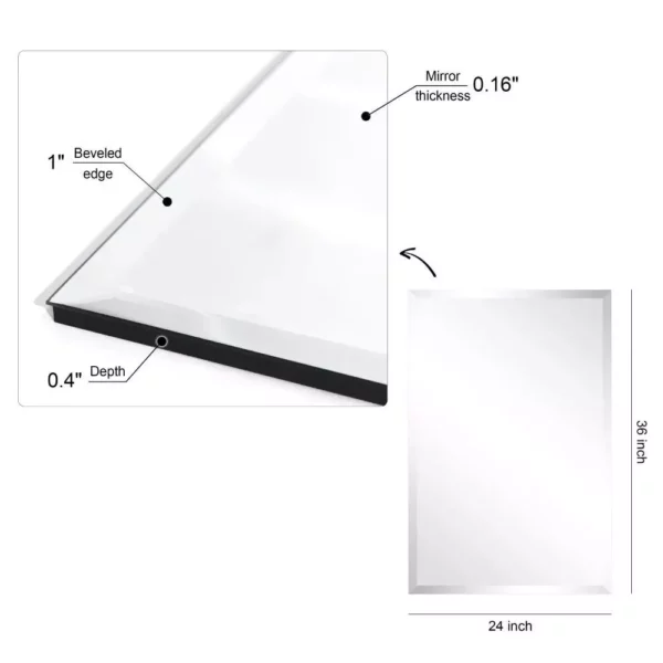 Elegant Beveled Frameless Wall Mirror - Versatile Rectangle Glass Mirror for Home Decor - Image 7