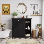 Freestanding Bathroom and Living Room Storage Cabinet with Adjustable Shelf and Drawer