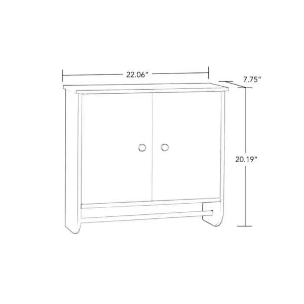 White 2-Door Wall Storage Cabinet with Towel Bar and Adjustable Shelf