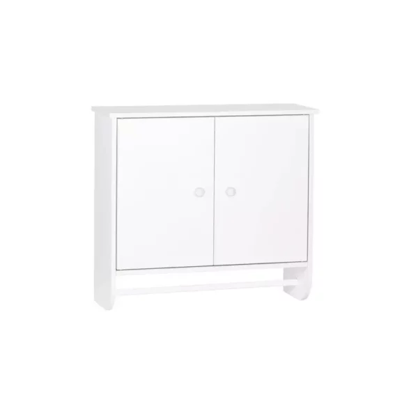 White 2-Door Wall Storage Cabinet with Towel Bar and Adjustable Shelf