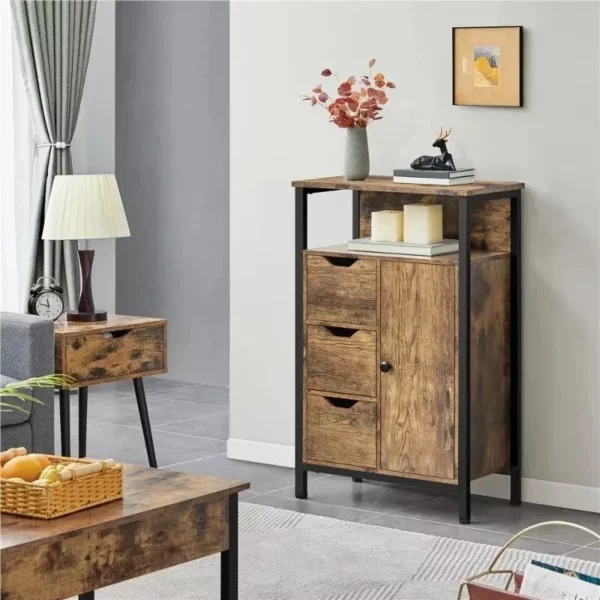 Versatile Wooden Storage Cabinet with Drawers & Shelves for Home Organization - Image 2