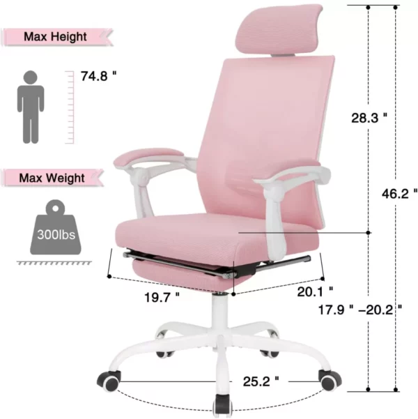 Ergonomic Mesh Office Chair with Adjustable Footrest and Headrest