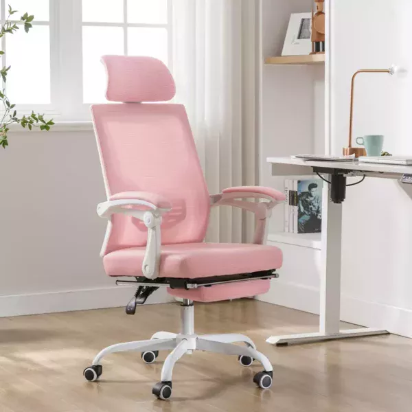 Ergonomic Mesh Office Chair with Adjustable Footrest and Headrest