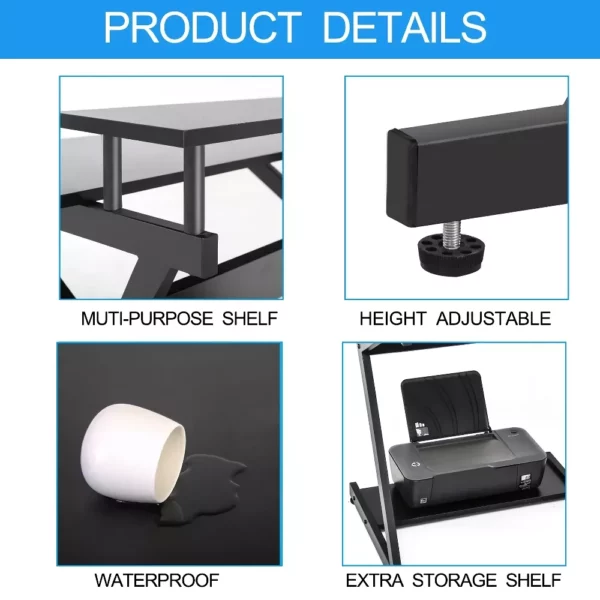 Compact Modern Z-Shaped Computer Desk with Monitor Shelf for Small Spaces - Image 4