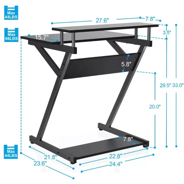 Compact Modern Z-Shaped Computer Desk with Monitor Shelf for Small Spaces - Image 5