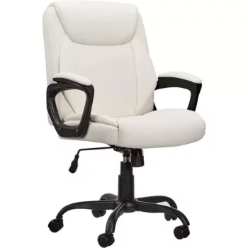 Elegant Cream Mid-Back Office Chair - Padded & Comfortable, 26"D x 23.75"W x 42"H