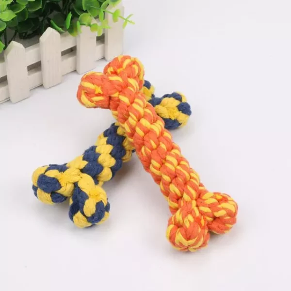 Cotton Rope Teething Chew Toy for Dogs – Vibrant Triple Colors