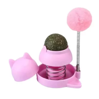 Adhesive Catnip Ball Toy with Spinning Top for Cats