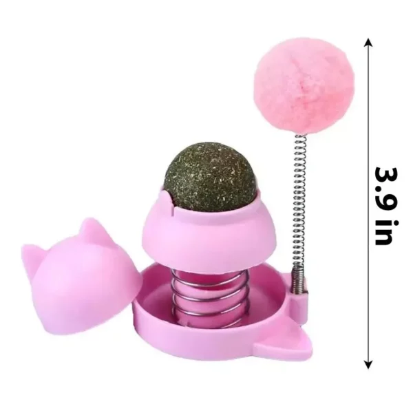 Adhesive Catnip Ball Toy with Spinning Top for Cats