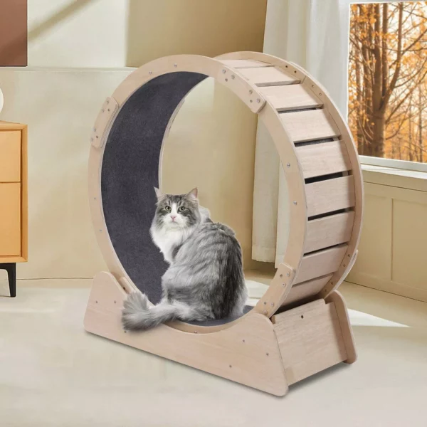 Wooden Round Cat Exercise Wheel All-Natural & Stylish