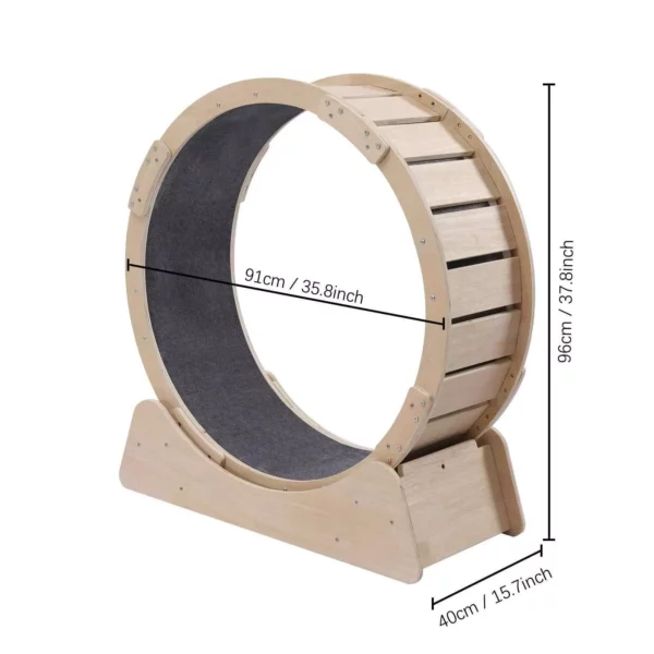 Wooden Round Cat Exercise Wheel All-Natural & Stylish