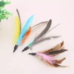 5-Piece Colorful Feather Cat Toy Replacements with Bells