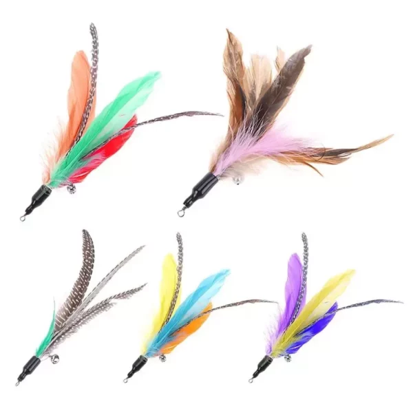 5-Piece Colorful Feather Cat Toy Replacements with Bells - Image 2