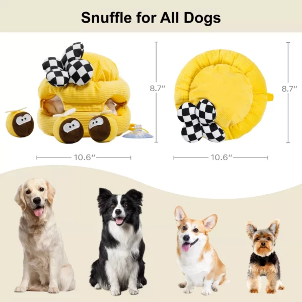 Interactive 2-in-1 Dog Puzzle Toy with Squeaking Bow