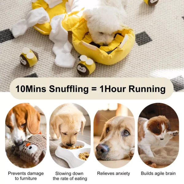 Interactive 2-in-1 Dog Puzzle Toy with Squeaking Bow - Image 7