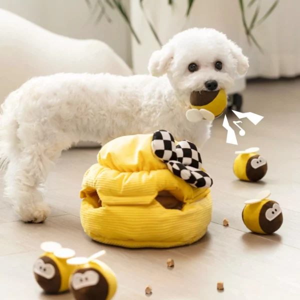 Interactive 2-in-1 Dog Puzzle Toy with Squeaking Bow - Image 2