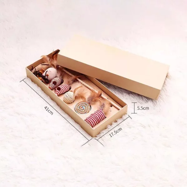 Natural Wood & Feather Cat Toy Set (7 Pieces) - Image 3