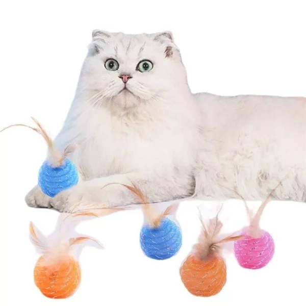 Interactive Feather & Foam Ball Cat Toy - Image 2