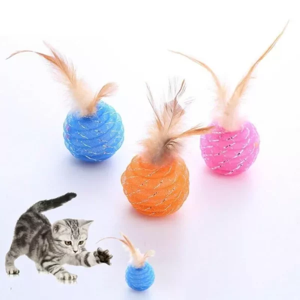 Interactive Feather & Foam Ball Cat Toy