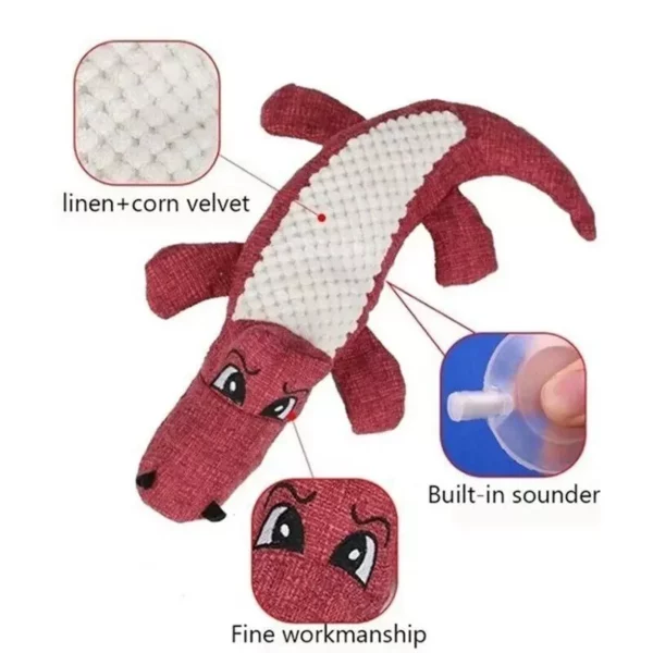 Interactive Plush Alligator Dog Toy with Sound for Dental Health & Play