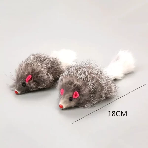 Realistic Rabbit Fur Plush Mouse Toy for Cats and Small Dogs