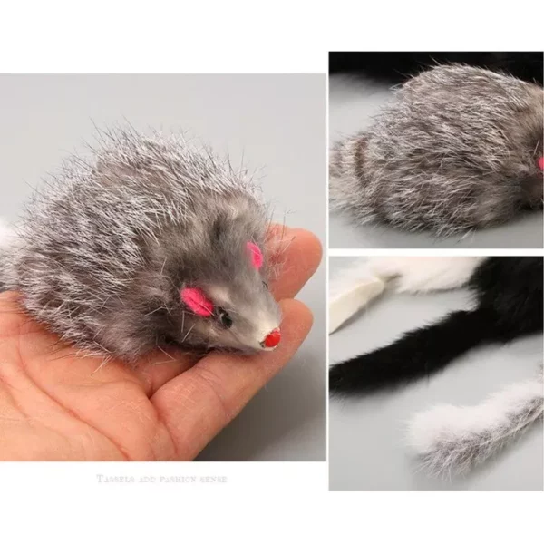 Realistic Rabbit Fur Plush Mouse Toy for Cats and Small Dogs