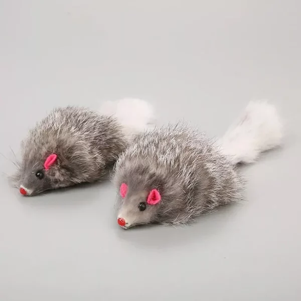 Realistic Rabbit Fur Plush Mouse Toy for Cats and Small Dogs - Image 3