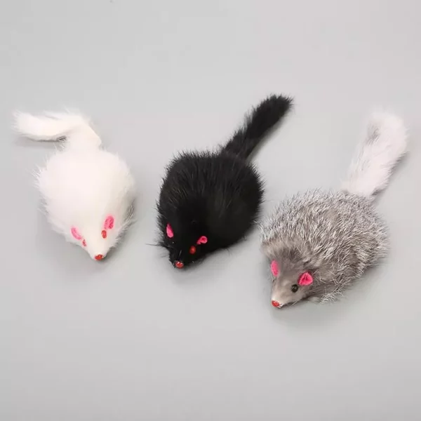 Realistic Rabbit Fur Plush Mouse Toy for Cats and Small Dogs - Image 2