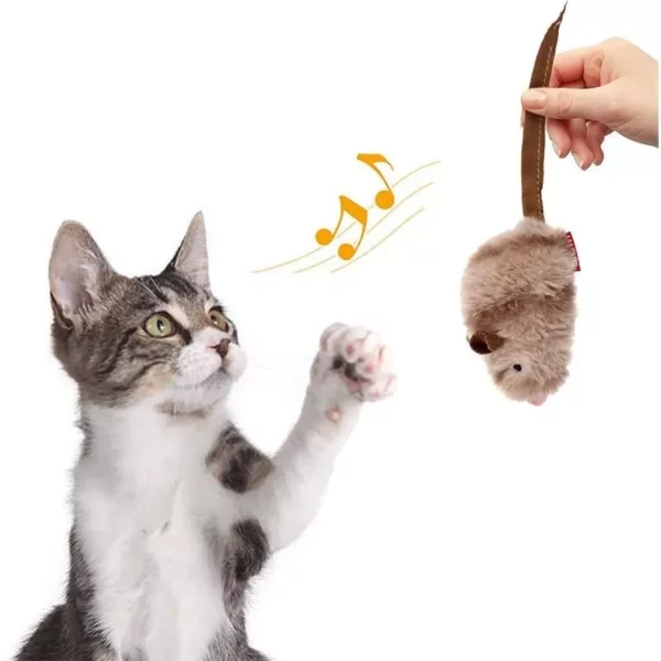 Interactive Cat Toy Set: Chirping Bird & Squeaking Mouse with Realistic Sounds and Feather Design