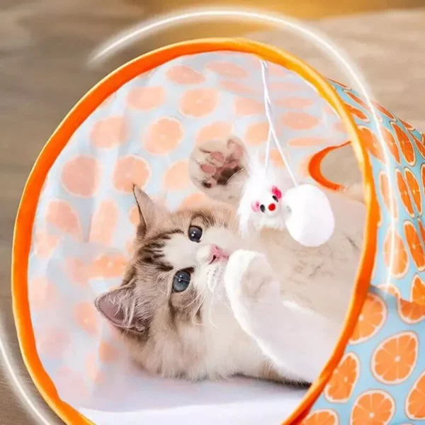 Interactive Cat Tunnel Toy with Dangling Mouse and Crinkle Sounds - Image 3