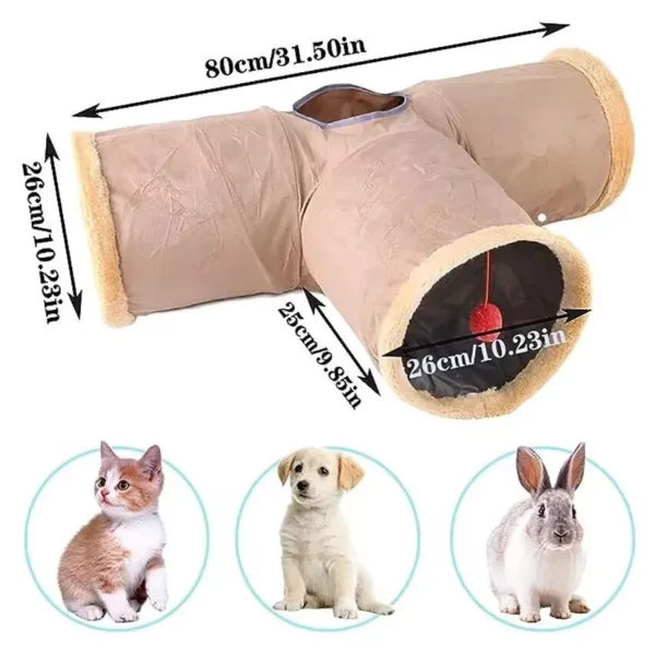 Plush Cat Play Tunnel with Crinkle Sound & Dangling Ball