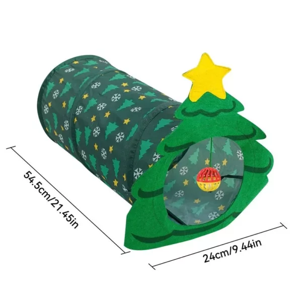 Festive Feline Fun: Cat Christmas Tree Tunnel with Playful Balls