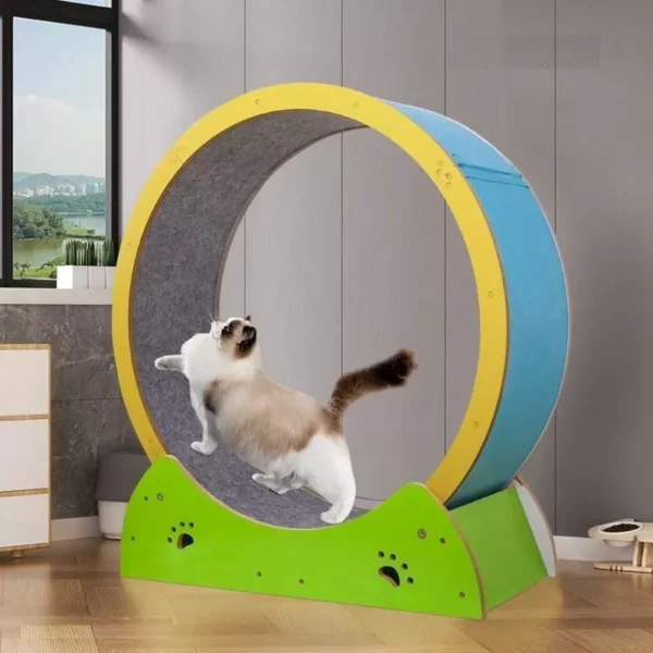 Wooden Cat Fitness Wheel: Silent Exercise Treadmill and Climbing Frame for Cats