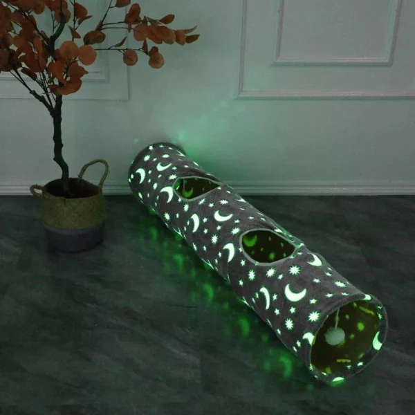 Glow-in-the-Dark Moon Star Cat Tunnel with Durable Plush Ball - Image 4