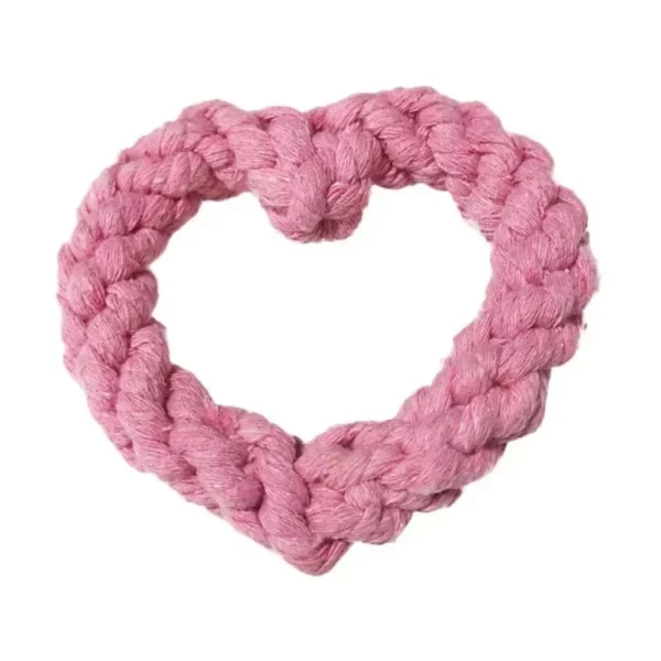 Heart-Shaped Cotton Rope Dog Chew Toy for Teeth Cleaning and Training