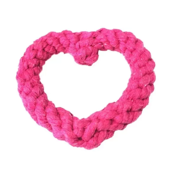 Heart-Shaped Cotton Rope Dog Chew Toy for Teeth Cleaning and Training