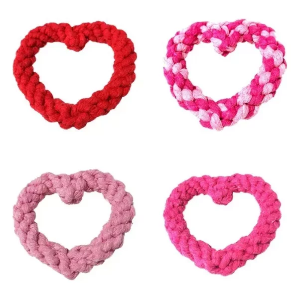 Heart-Shaped Cotton Rope Dog Chew Toy for Teeth Cleaning and Training - Image 2