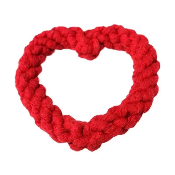 Heart-Shaped Cotton Rope Dog Chew Toy for Teeth Cleaning and Training