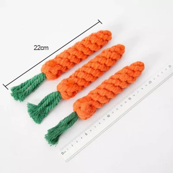 Durable Cotton Carrot-Shaped Dog Chew Rope for Teething and Play