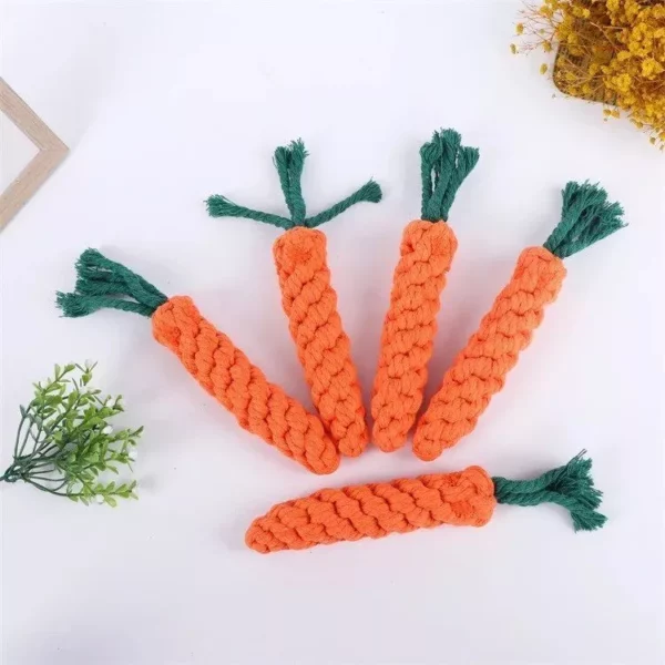 Durable Cotton Carrot-Shaped Dog Chew Rope for Teething and Play