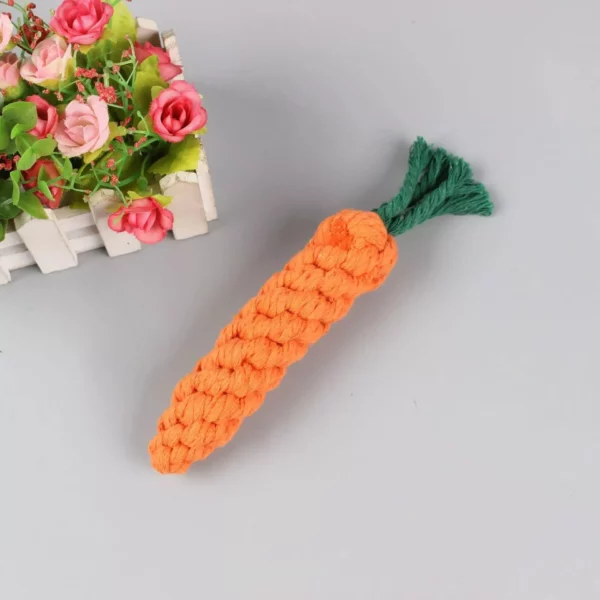 Durable Cotton Carrot-Shaped Dog Chew Rope for Teething and Play