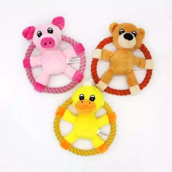 Cartoon Duck & Pig Plush Cotton Rope Dog Chew Toy - Image 4